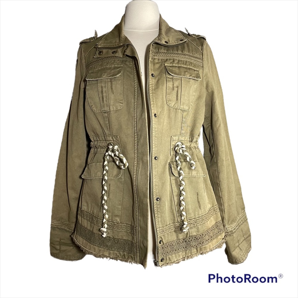NWOT Military green jacket with antique faded look size S